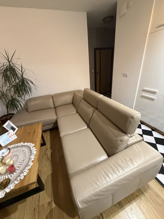 Narożnik skórzany beżowy 270x217