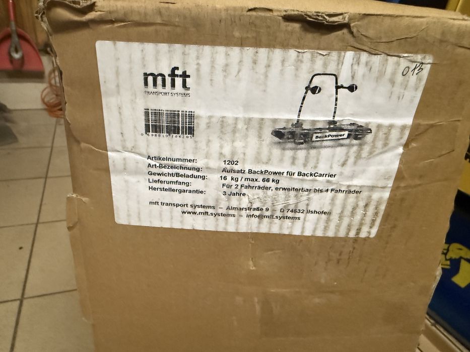 Bagażnik rowerowy na hak mft BackPower nowy w kartonie+ baza  Cack Carrier