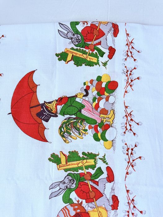 Obrus wielkanocny lniany świąteczny dziecięcy