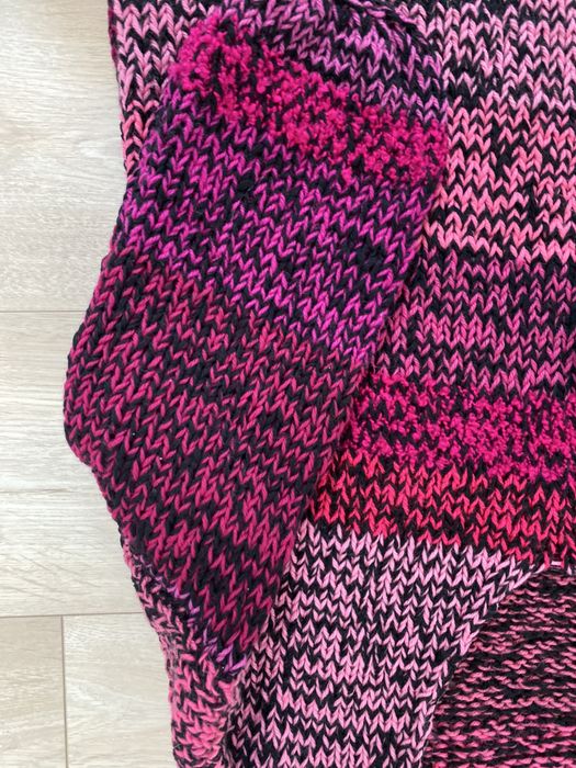 Sweter multi kolor gruby hand made over size