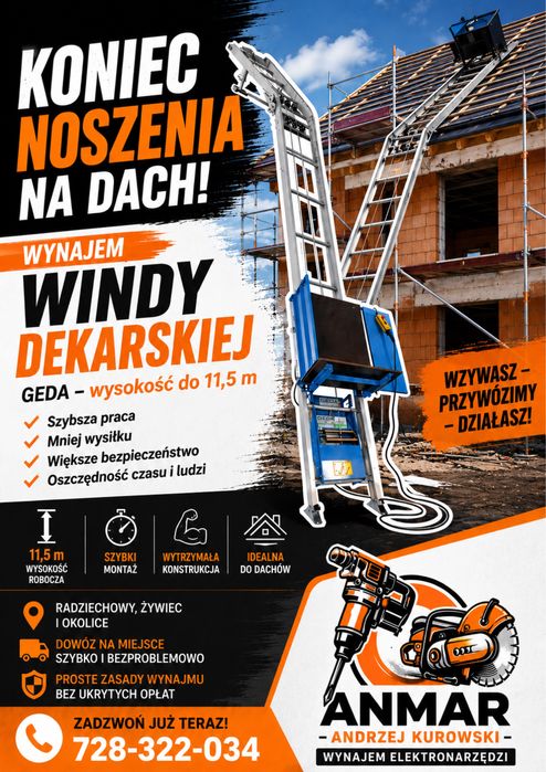 Wynajem winda dekarska Geda, drabina dekarska !!!WYNAJEM!!!