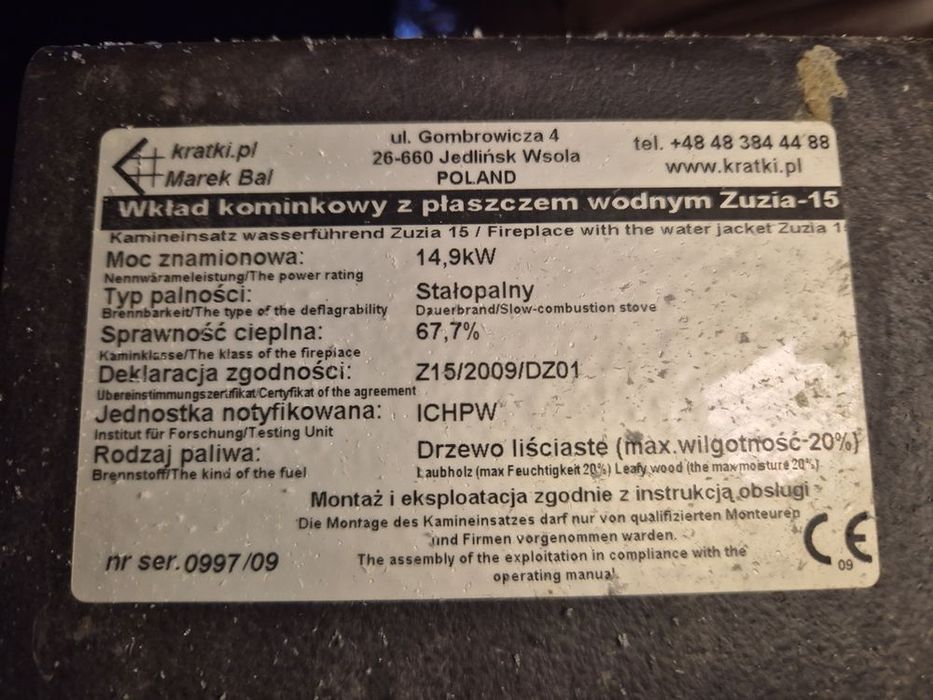 Kominek z płaszczem wodnym