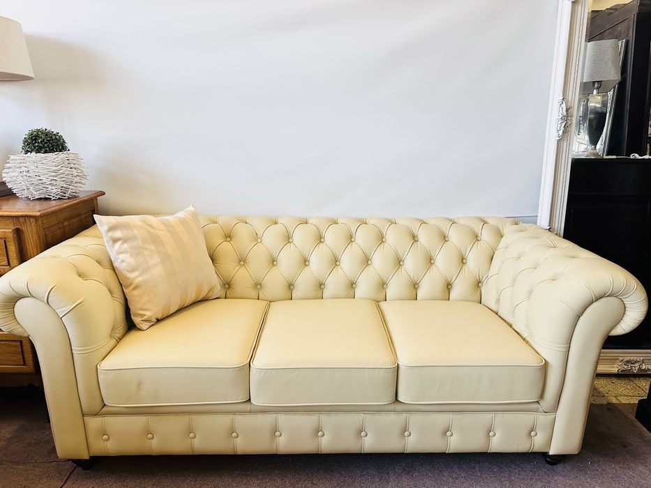 JAK NOWA !!! Idealna kanapa chesterfield SKÓRA NATURALNA :)