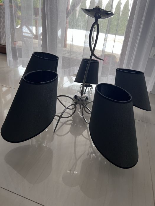 Lampa wiszaca czarno srebrna 5 ramienna
