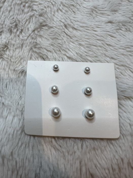 Kolczyki zestaw 3 par perełki perły korale koraliki minimalizm classy