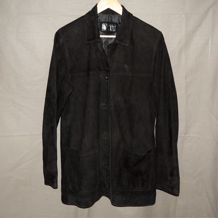 Czarny zamszowy żakiet „vintage” rozm. L/XL
