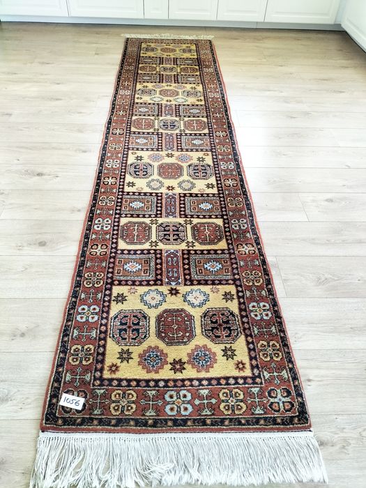 Niespotykany wełniany ręcznie tkany chodnik Bochara 70x310cm