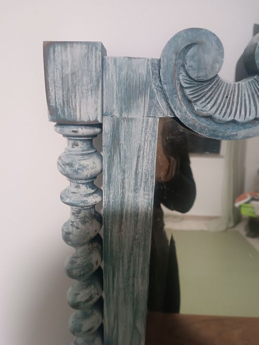 Espelho antigo madeira maciça pintado