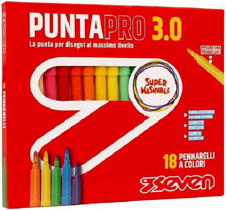 SEVEN Markery Flamastry Kolorowe Szkolne Puntapro 3.0 18 sztuk