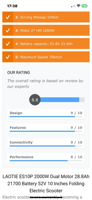 Trotinete/ scooter Laotie ES10P -  com assento