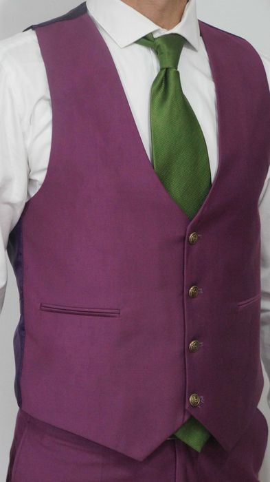 Garnitur Trzyczęściowy Reginald Wełna Rozmiar 46/SFioletowy Slim Fit