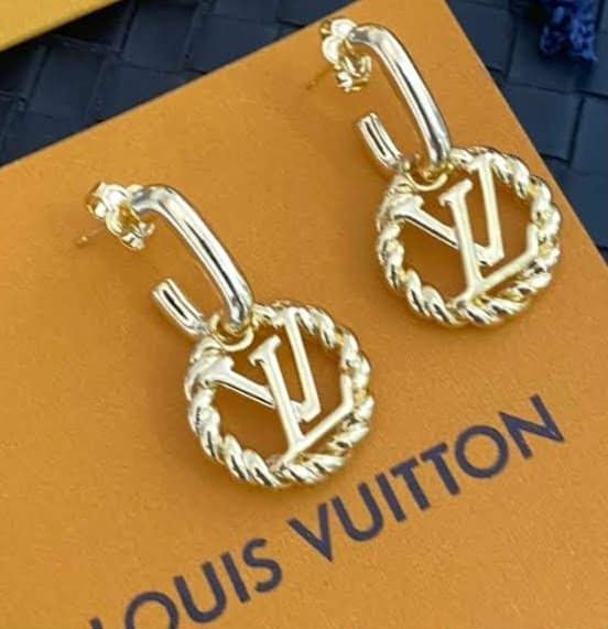 Przepiękne, pozłacane 14K kolczyki lv Cudo c ysl