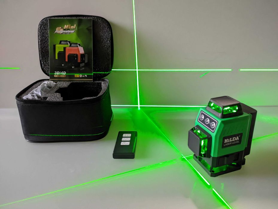 Лазерный уровень нивелир Hilda 4D 16 л.360° пульт сумка