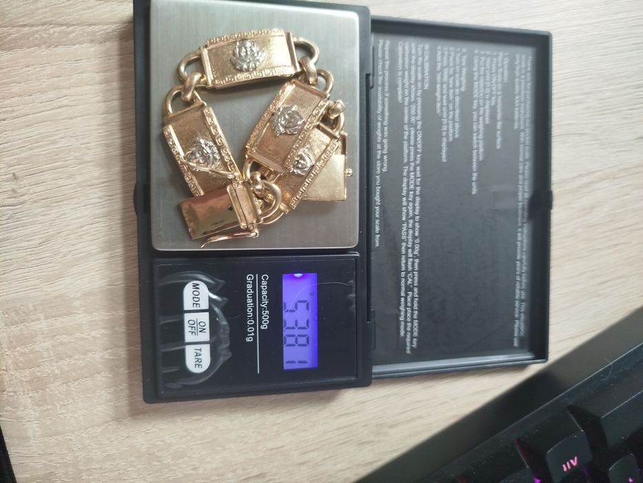 Przepiękna-Złota bransoleta  męska 22cm-Versace 53.80g