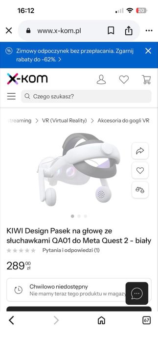 Kiwi desing pasek na glowe ze sluchawkami meta quest