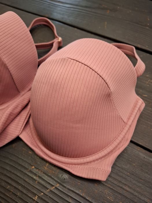 Shade shore damski 80D biustonosz bikini różowy prążkowany push up letni