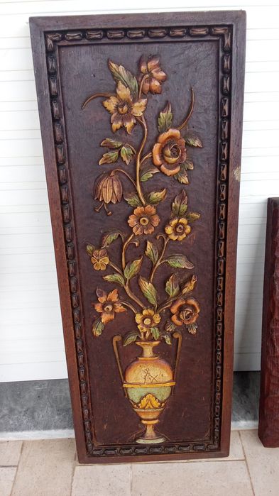 ESCULTURA Alto Relevo Flores 75x35cm. E Outros  Bom