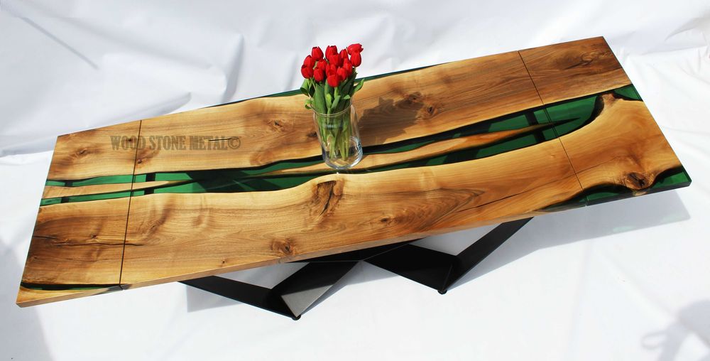 Stół dębowy industrialny potok żywicy stolarz pod wymiar monolit