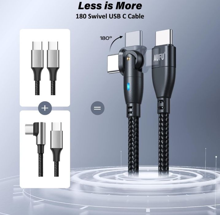 2 sztuki AUFU 60W Kabel USB C do USB C długość 2m