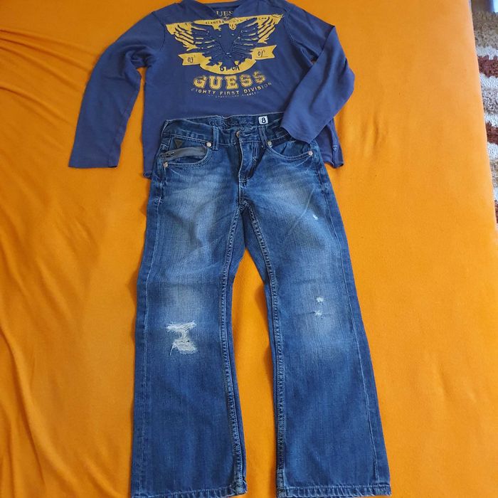 Bluzka i spodnie jeansowe chłopięce GUESS, 8-10 lat z USA
