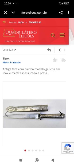 Faca Gaúcha Brasil 22 cm Anos 60