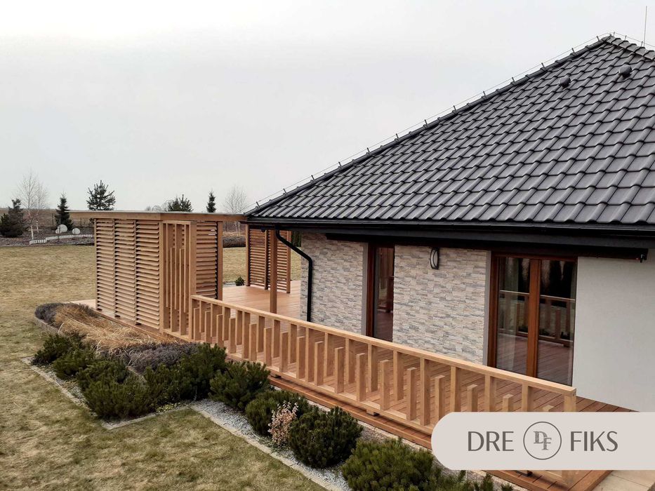Żaluzje drewniane ogrodowe Shutters Ruchome Deseczki system