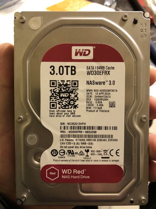 Жорсткий диск 3,0-ТВ. SATA/64MB. WD30EFRX.  NASware 3,0