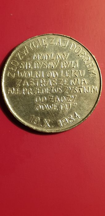 Medal Ks. JERZY POPIEUSZKO- 19.10.1984r.