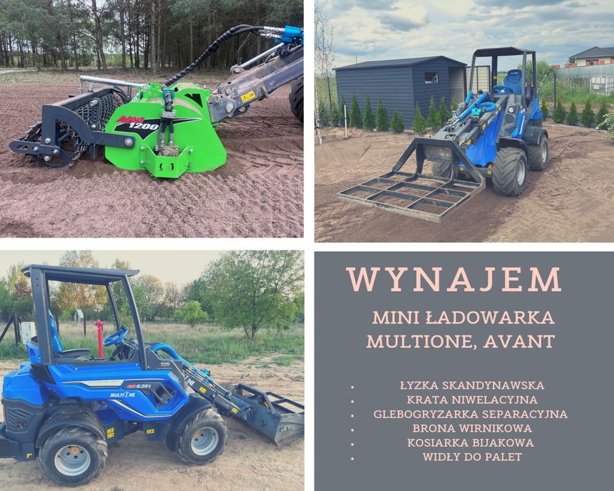 Glebogryzarka separacyjna krata niwelacja Wynajem ładowarki AVANT