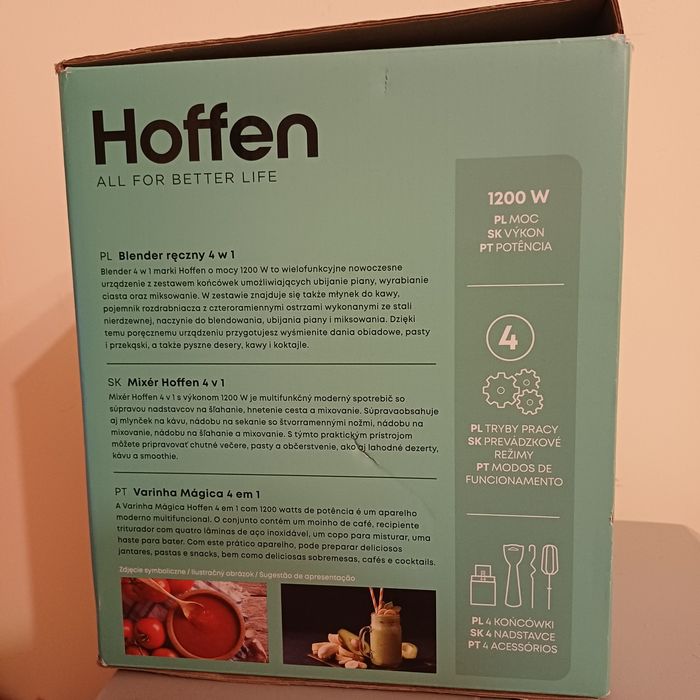 Blender ręczny 1200 W  NOWY b.mocny gwarancja Hoffen