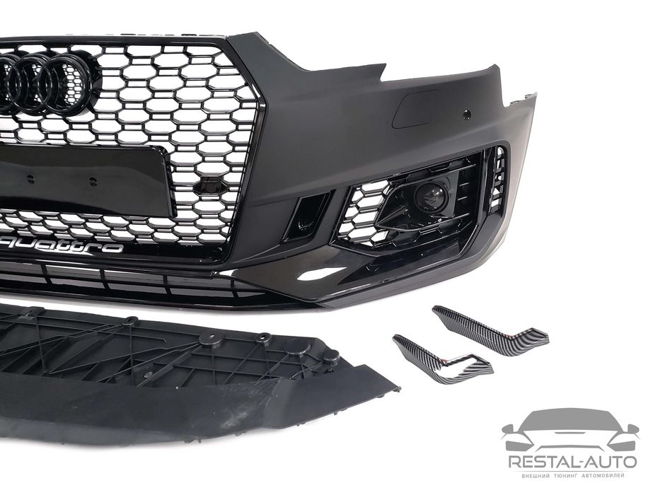 Передний бампер Audi A4 B9 2015-2019 год RSU в стиле RS4 Под радары