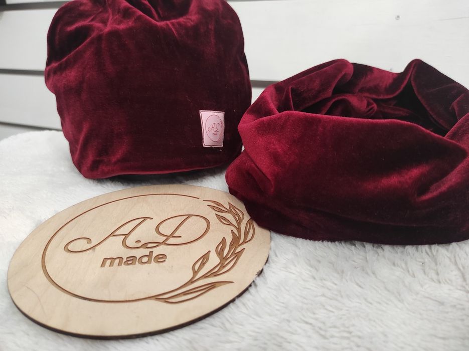 Komplet Welurowy bordo damski