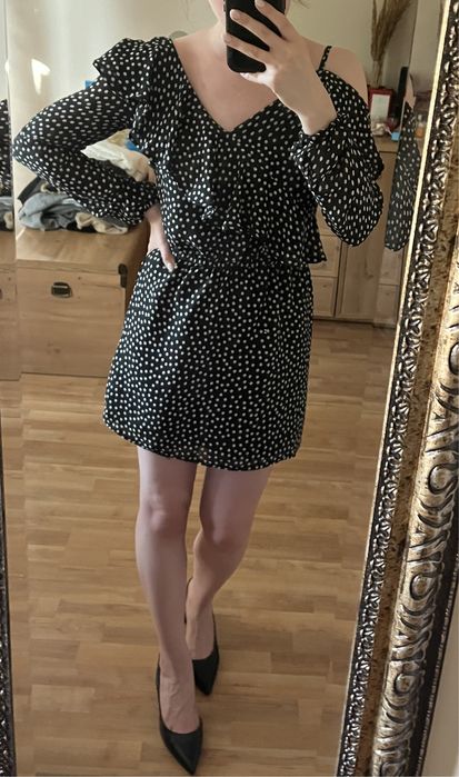 Reserved sukienka w kropki groszki mohito falbanka na wesele XS 34