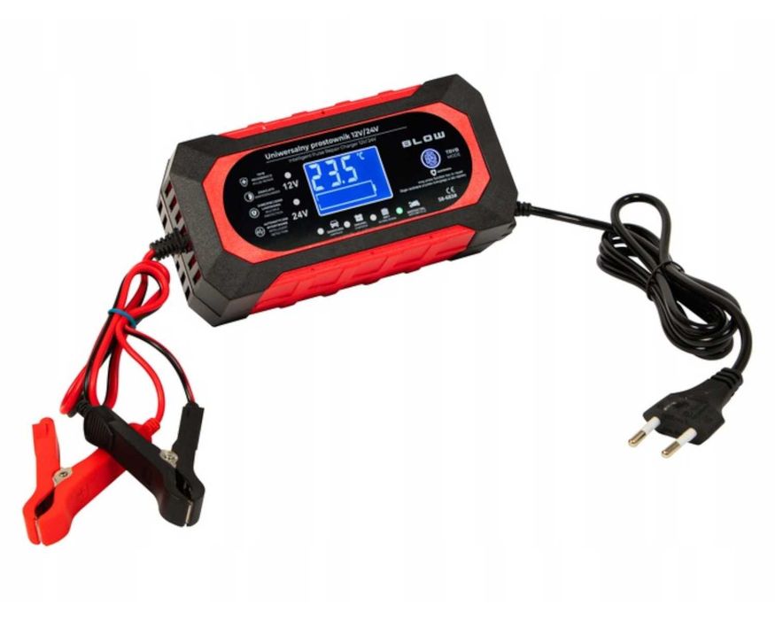 Prostownik AUTOMATYCZNY 12V 24V LCD Szybkie Ładowanie Tryb Naprawy