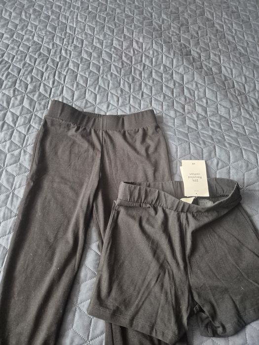 Legginsy na wf, spodenki, 2 pary, h&m, r. 152