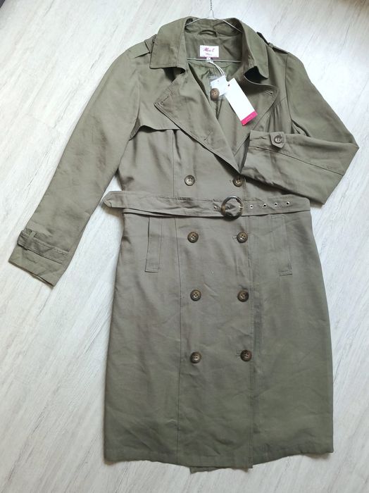 Płaszcz prochowiec khaki oliwka XL