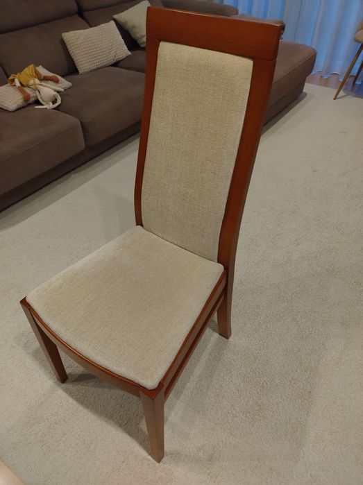 Mesa jantar extensível madeira maciça e cadeiras