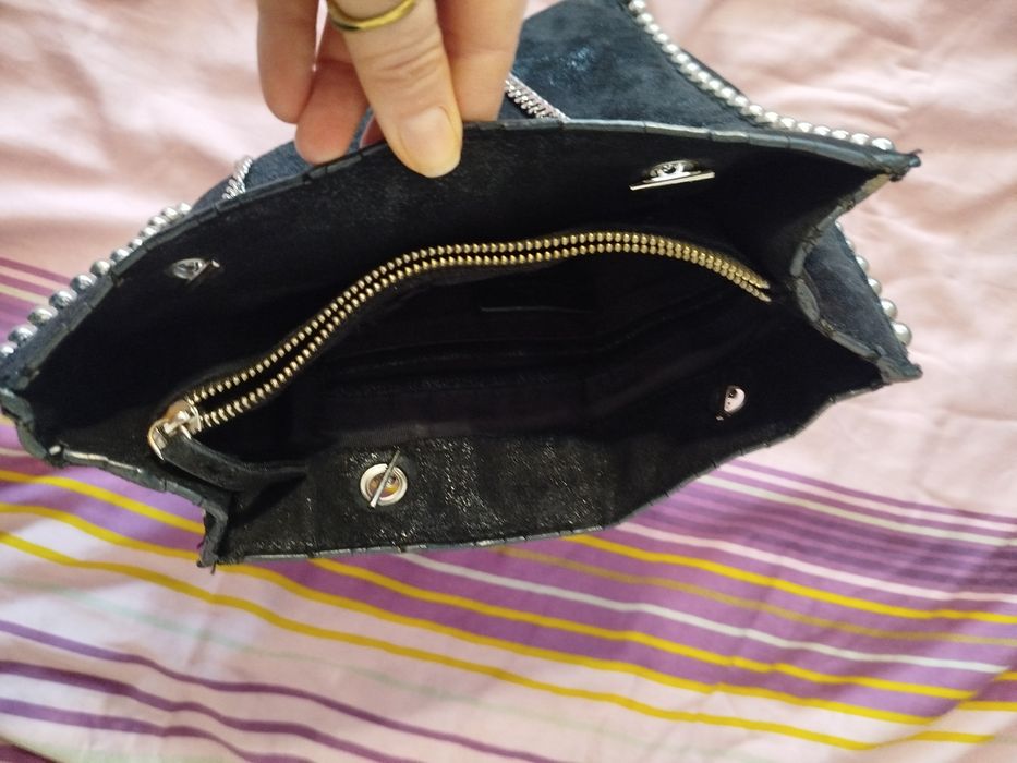 Zara duża torebka na łańcuszku shopper bag czarna A4