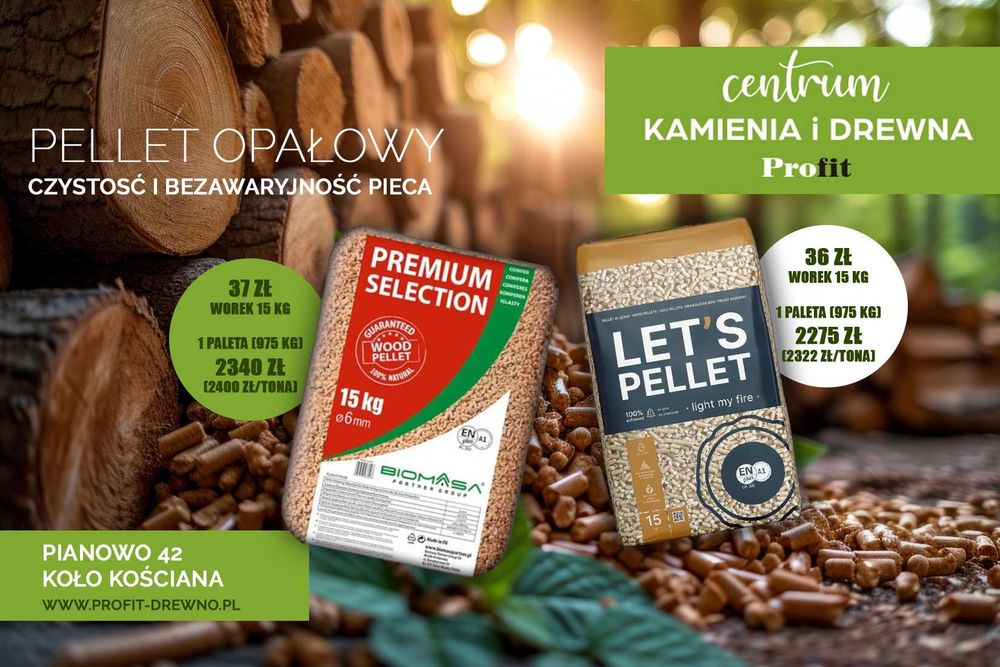 Pellet opałowy A1 EN Pl 6 mm Let's lub Premium Selection - dostawa samochód z windą