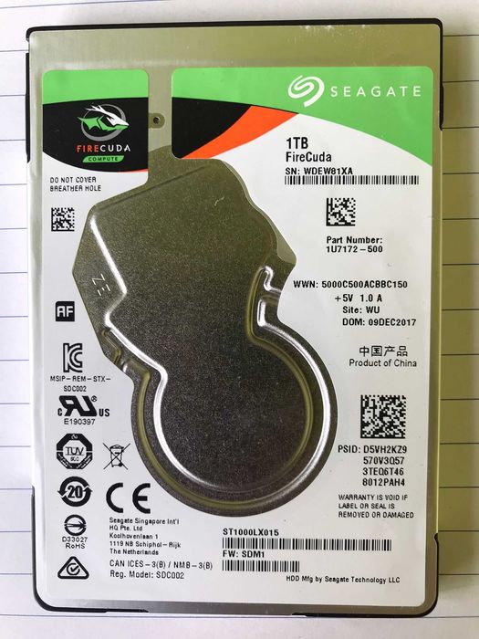 Disco Rígido Seagate FireCuda 1TB - Como Novo