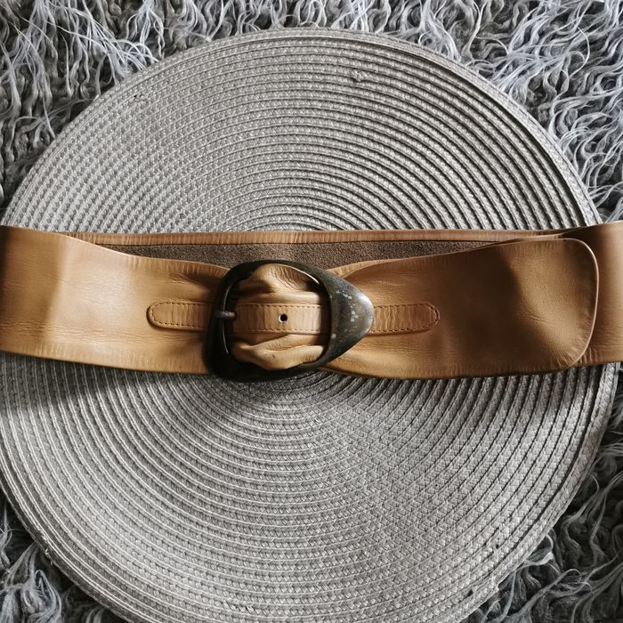 Pasek skórzany, skóra cielęca, damski, klamra mosiężna