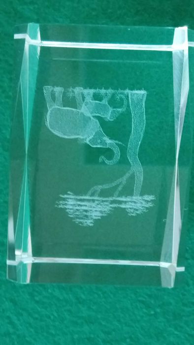 Kryształ 3D grawer w środku Słoniki przycisk do papieru, prezent