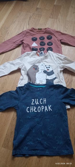 Zestaw trzech bluzeczek z długim rękawem rozmiar 98