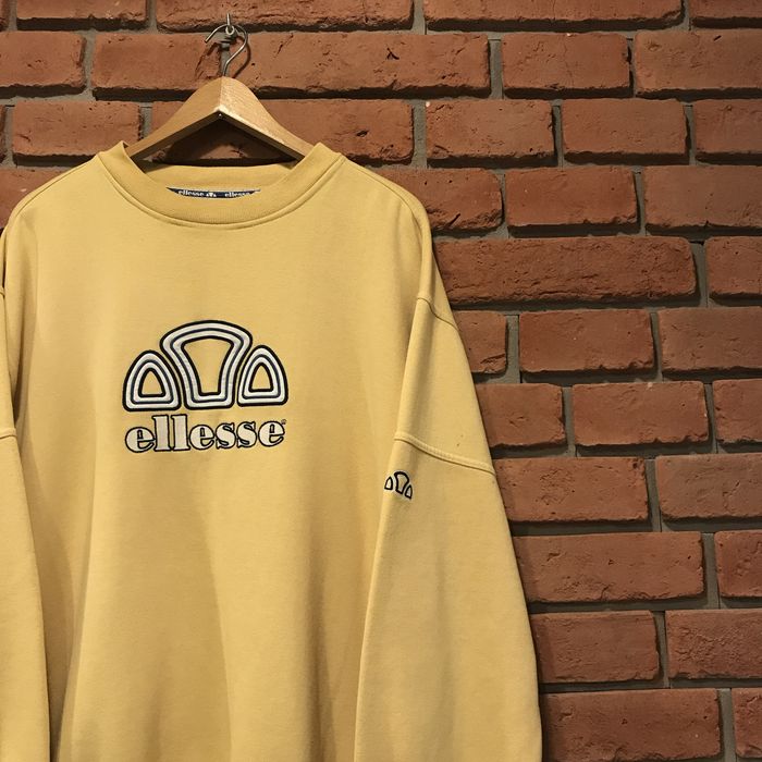 Vinatge bluza ellase boxy haft logo oversize unisex żółta pastelowa