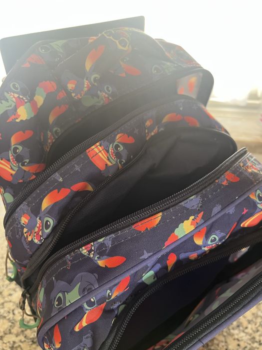 Trolley Mochila escolar e lancheira Stitch