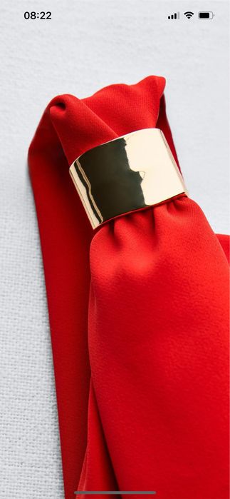 Zara sukienka midi wesele ze złota aplikacją