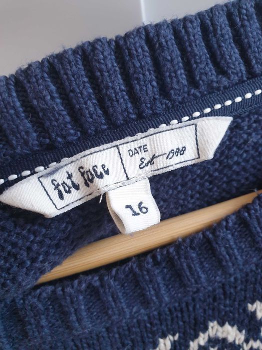 Granatowy sweter lniany bawełniany norweski 40 42 FatFace