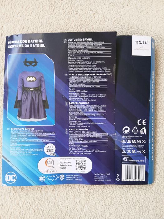 Sukienka BATGIRL rozm. 110/116 na bal karnawałowy, kostium
