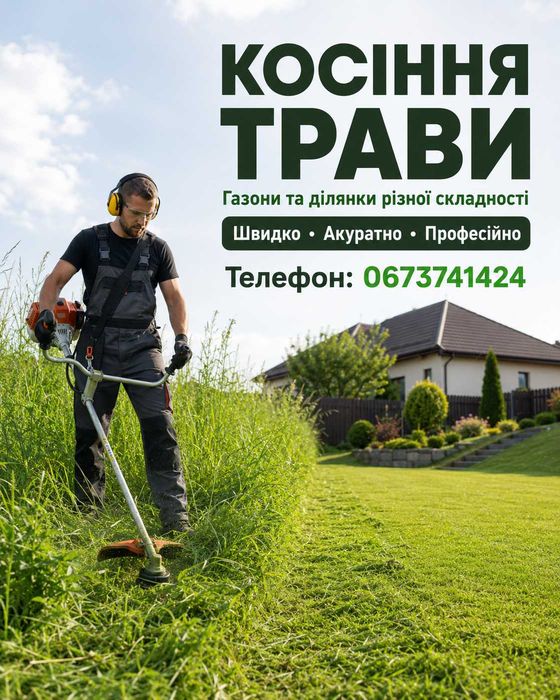 Косіння трави, бур’янів і розчищення ділянок