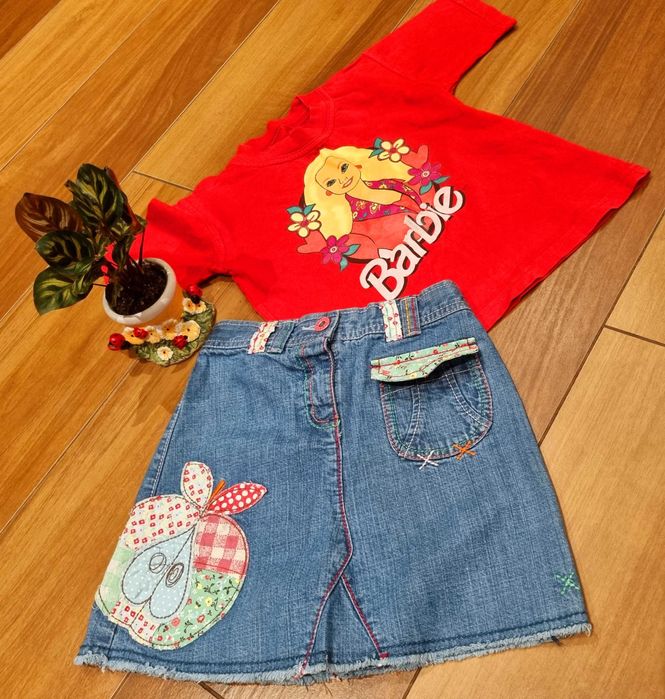 Spódniczka jeansowa R 110 spódnica dżinsowa na gumce aplikacje